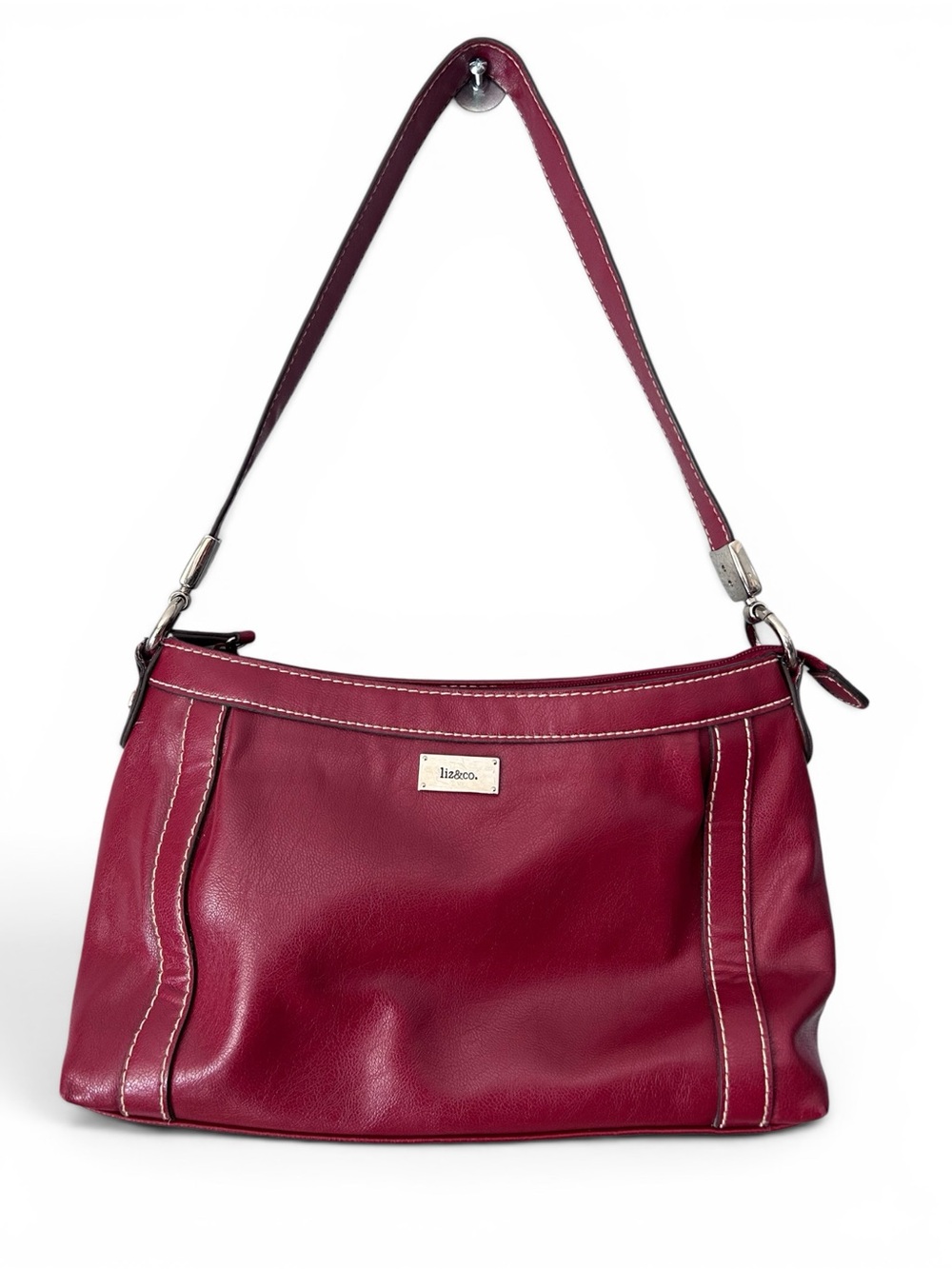 Liz & Co Red Faux Leather Shoulder Bag Purse